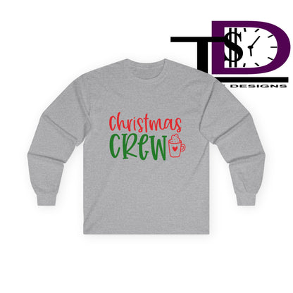 Christmas Crew Long Sleeve Tee, Holiday T-Shirt, Family Gathering Shirt, Winter Apparel, Festive Cotton Top