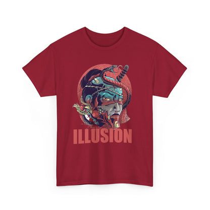 Artistic Unisex Heavy Cotton Tee - 'ILLUSION' Graphic Design