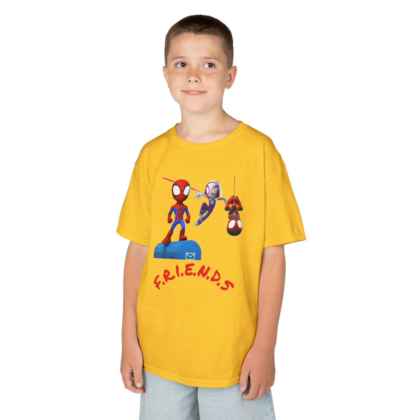 Kids' Friends Spider-Man Tee - Fun & Colorful Cotton T-Shirt for Young Superheroes