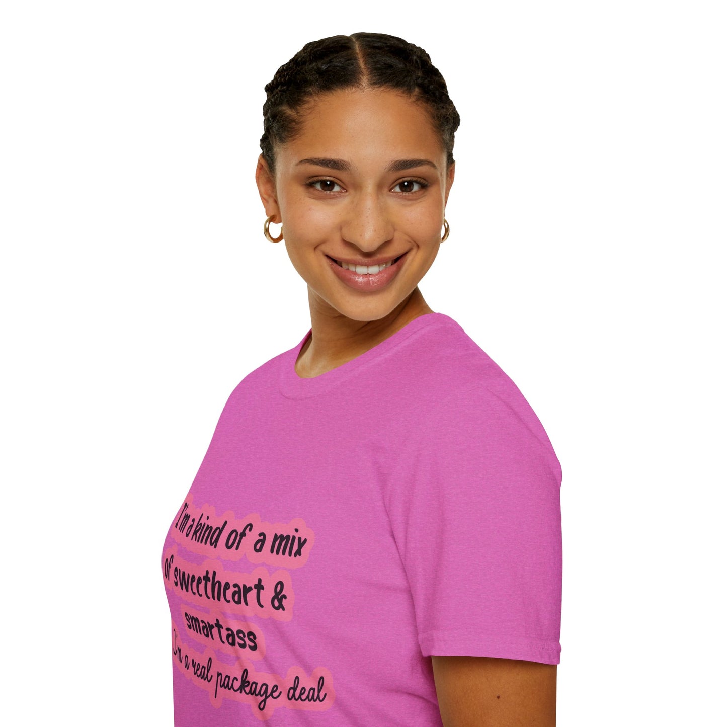 Funny Quote Unisex Softstyle T-Shirt - "I'm a mix of sweetheart & smartass"