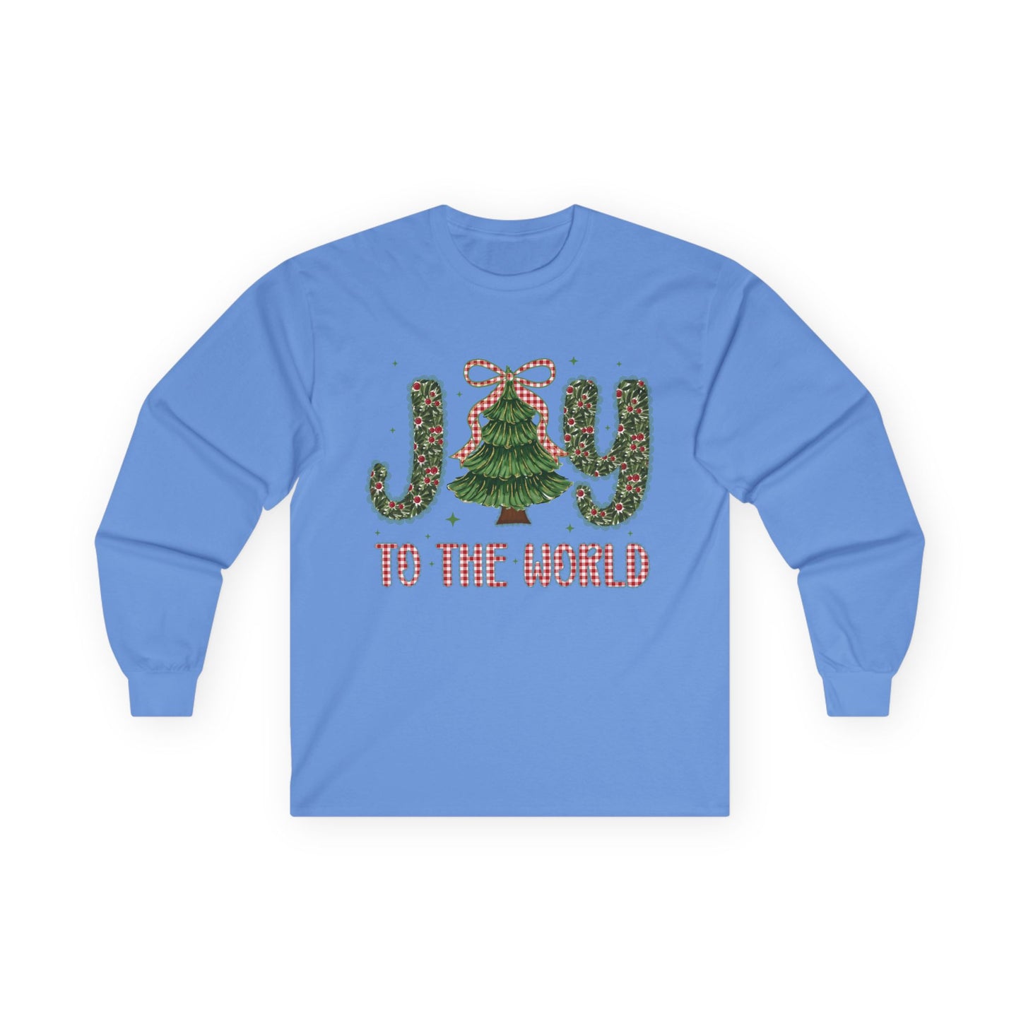 Joy to the World Long Sleeve Tee — Christmas Tree Holiday Shirt