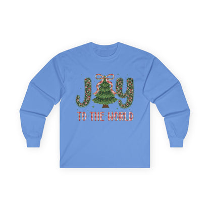 Joy to the World Long Sleeve Tee — Christmas Tree Holiday Shirt