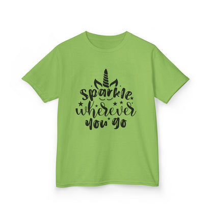 Sparkle Wherever You Go Kids Heavy Cotton Tee - Playful Unicorn Design