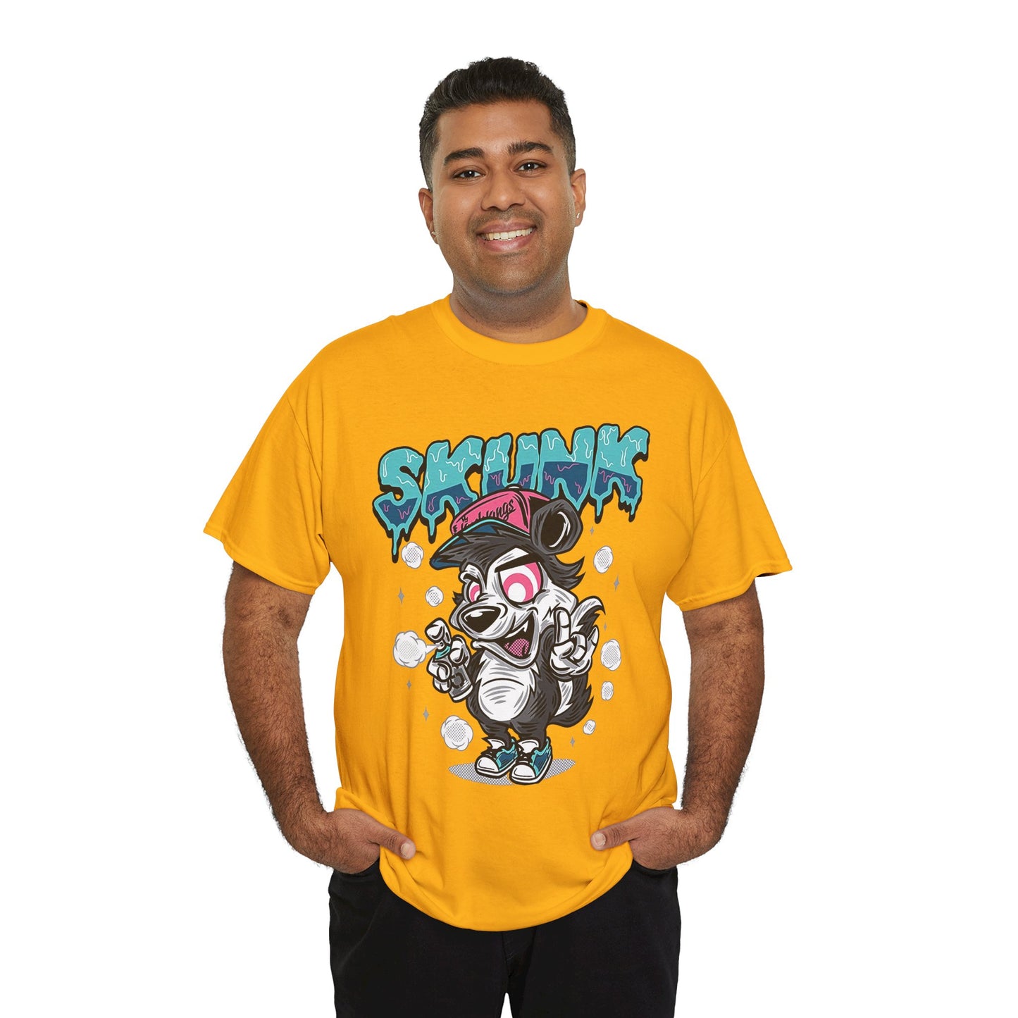 Cool Cartoon Graphic Tee - 'Skunk' Design, Unisex Heavy Cotton T-Shirt