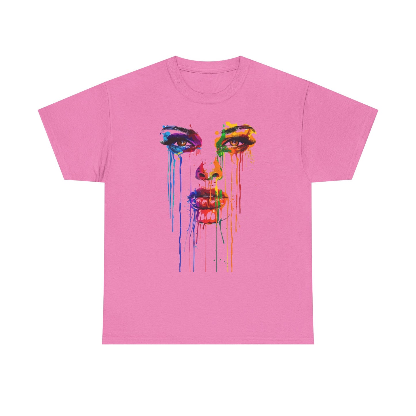 Artistic Rainbow Drip Unisex Heavy Cotton Tee | Vibrant Fashion for Self-Expression