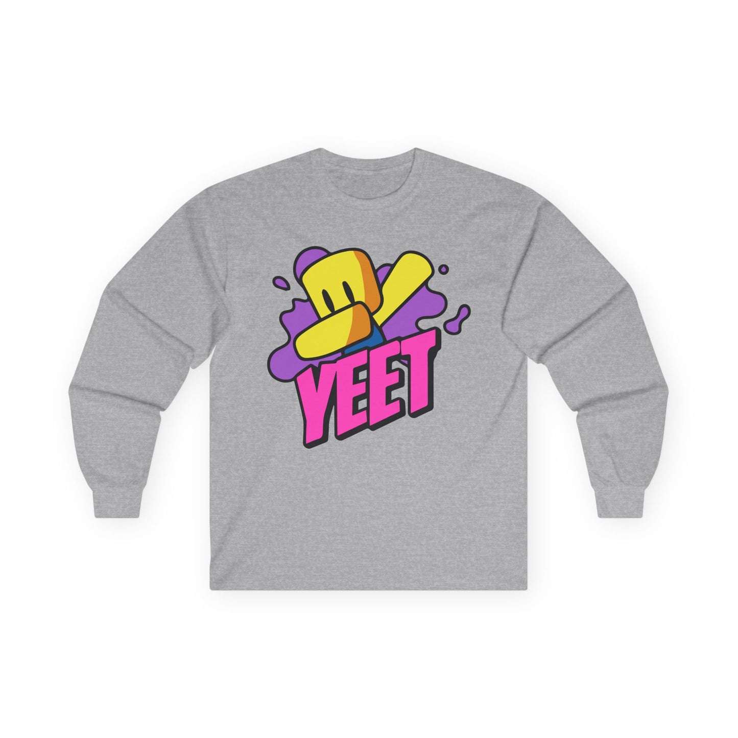 Yeet Graphic Long Sleeve Tee — Bold Cartoon Hat Streetwear