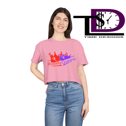 Royalty Queens Women's Crop Tee - Fun Summer Style, Casual Streetwear, Gift for Her, Festival Outfit, Vivid Crown Design