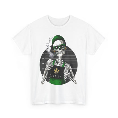 Edgy Skeleton Cannabis Tee | Unisex Heavy Cotton T-Shirt