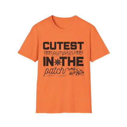 Cutest Pumpkin in the Patch Unisex Softstyle T-Shirt, Fall Fashion Tee, Halloween Shirt, Thanksgiving Outfit, Seasonal Gift