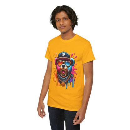 Vibrant Bear Graphic Unisex Heavy Cotton Tee - Casual Streetwear for Everyday Style