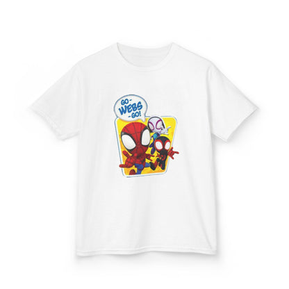 Spiderman Kids Heavy Cotton Tee - Playful Superhero Shirt for Young Fans