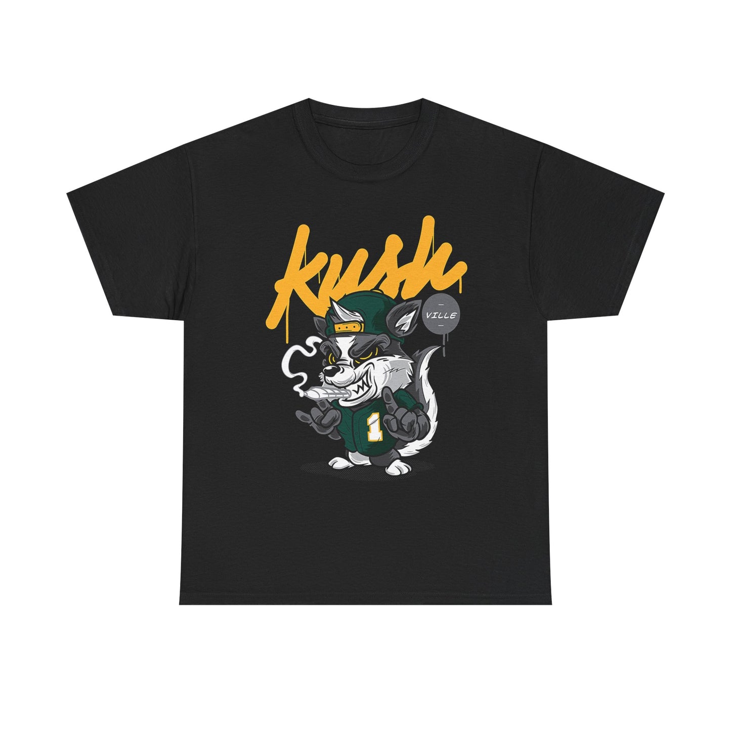 Street Style Unisex Heavy Cotton Tee - 'Kush Ville' Graphic Design