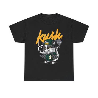 Street Style Unisex Heavy Cotton Tee - 'Kush Ville' Graphic Design