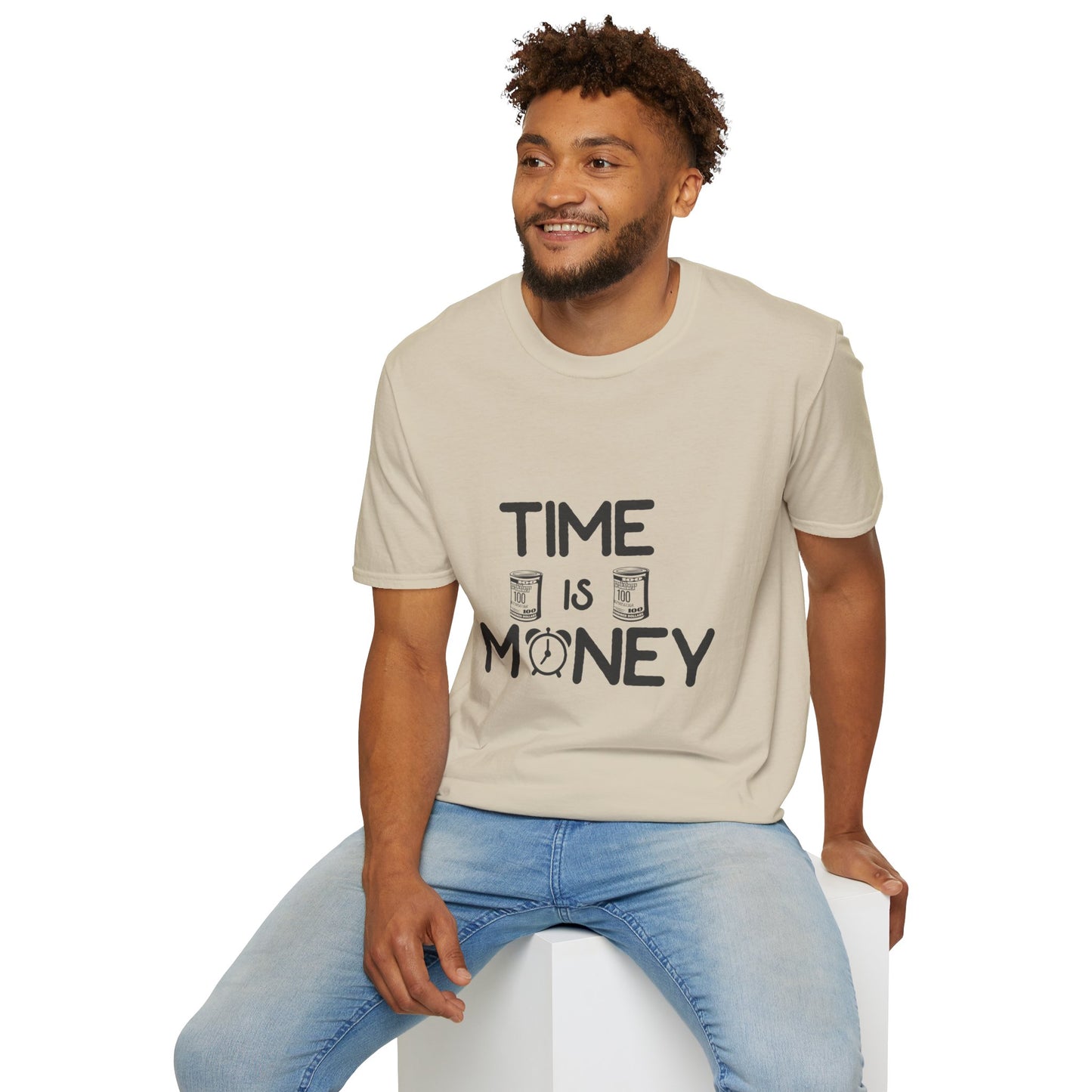 Inspirational Unisex Softstyle T-Shirt - "Time is Money" Statement Tee for Financial Motivators