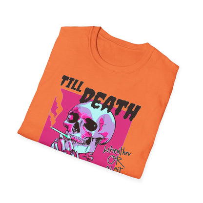 Till Death Unisex Softstyle T-Shirt - Trendy Skeleton Graphic Tee