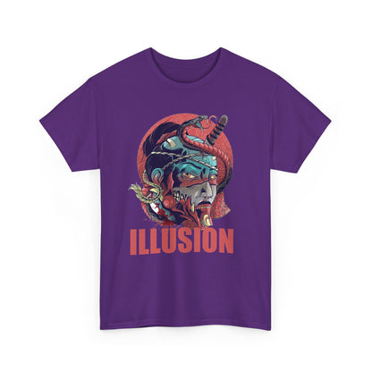Artistic Unisex Heavy Cotton Tee - 'ILLUSION' Graphic Design