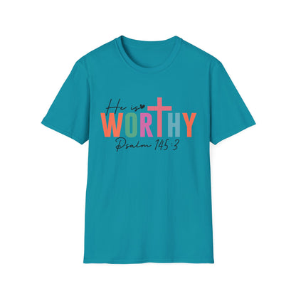 He is Worthy T-Shirt, Unisex Christian Tee, Psalm 145 3 Shirt, Inspirational Gift, Faith-Based Apparel, Church Outfit