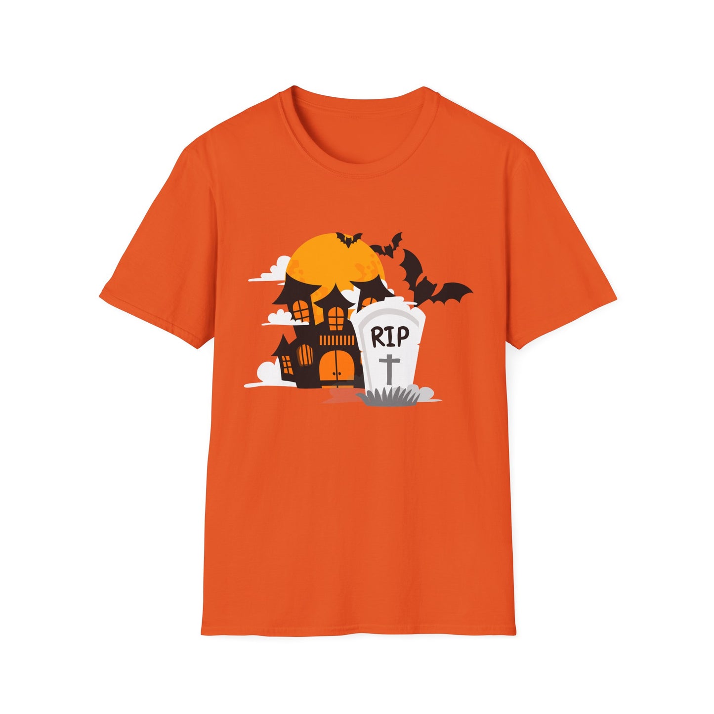 Spooky Halloween T-Shirt, Unisex Softstyle Tee, Pumpkin and Haunted House Design, Fun Fall Shirt, Perfect for Halloween Parties, Trick [...]