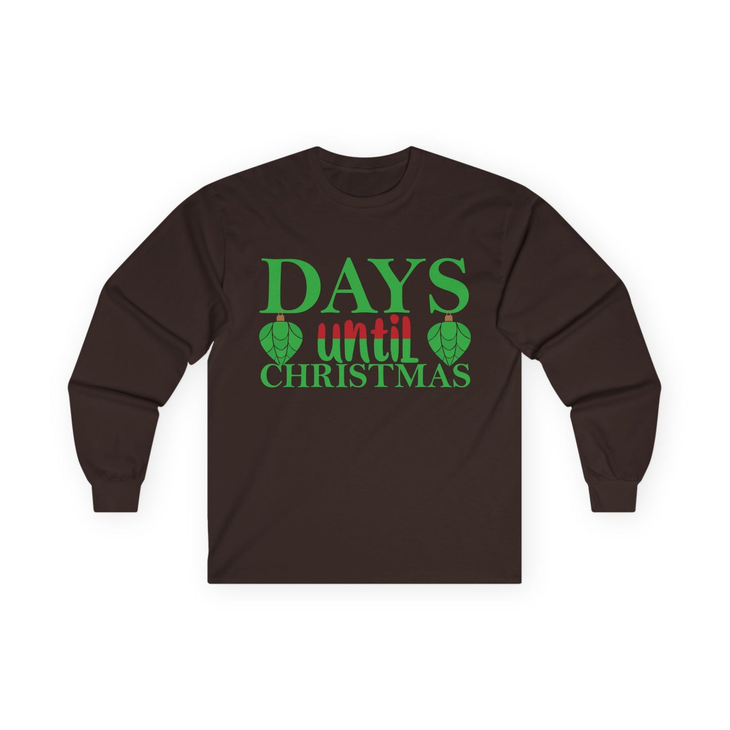 Christmas Countdown Long Sleeve Tee, Holiday Shirt, Unisex Christmas Apparel, Countdown to Christmas Gift, Seasonal T-Shirt