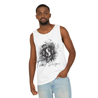 Unisex Garment-Dyed Tank Top with Time Designs - Casual Summer Wear, Beach Outfit, Gift for Friends, Vacation Essentials, Relaxed Style