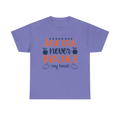 Beer Never Broke My Heart Tee, Funny Humor Shirt, Beer Lover Gift, Unisex Cotton T-Shirt, Party Apparel, Summer Fun