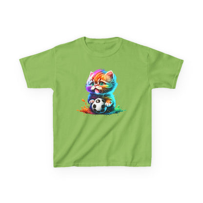 Colorful Cat Soccer Tee for Kids - Fun and Playful Design