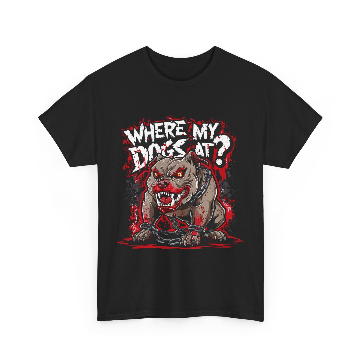 Unisex Graphic Tee - "Where My Dogs At?" Horror Style, Perfect for Halloween, Dog Lovers, Casual Wear