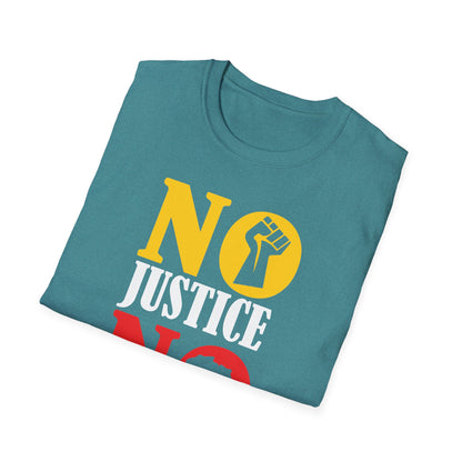 Justice No Peace T-Shirt | Unisex Softstyle Tee | Activism Apparel | Social Justice Gift | Orange Protest Shirt | Statement Tee