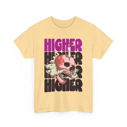Skull Graphic Tee - "Higher" Unisex Heavy Cotton T-Shirt