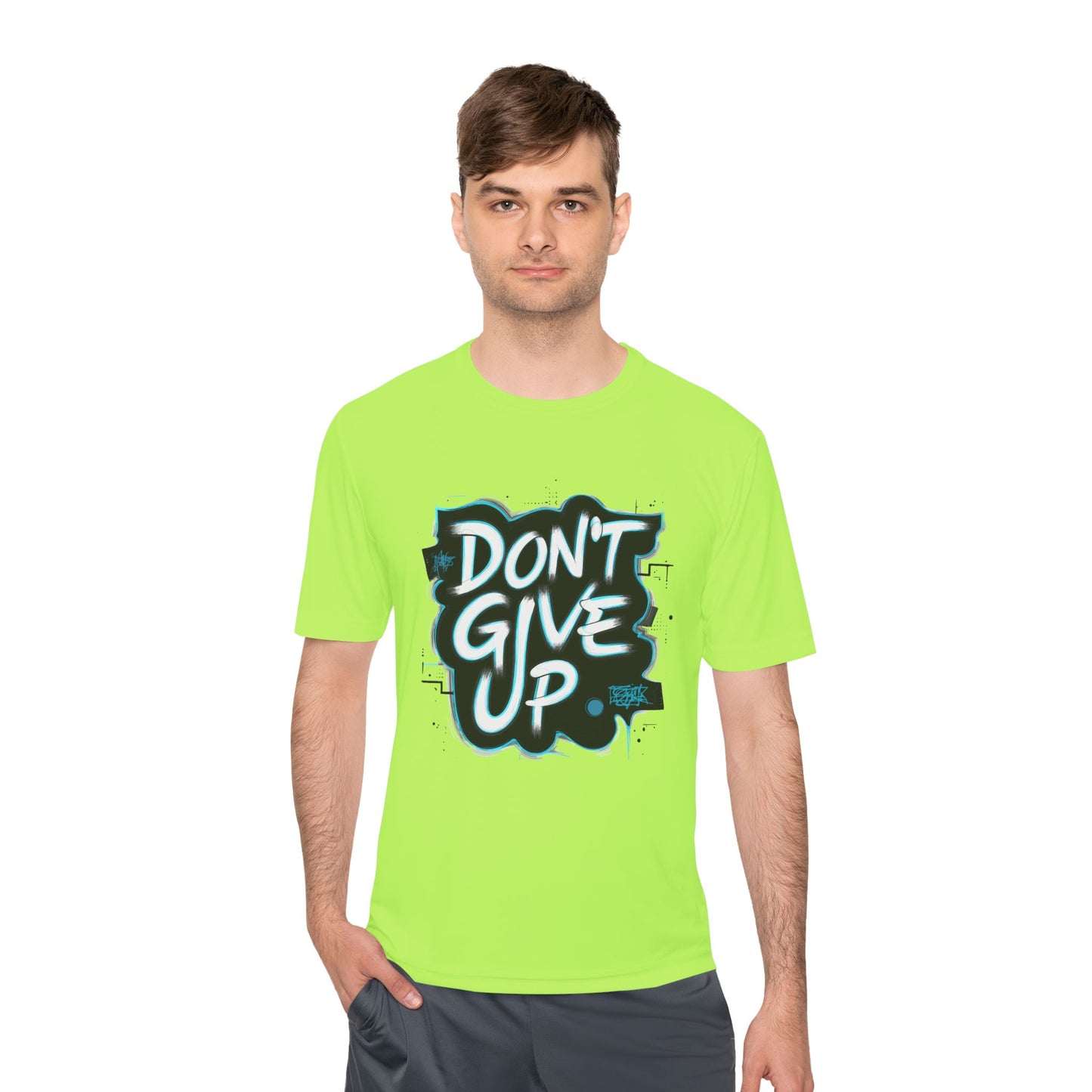 Motivational Wicking Tee – Don't Give Up, Gym Shirt, Fitness Apparel, Inspirational Top, Workout Gear, Casual Wear