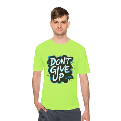 Motivational Wicking Tee – Don't Give Up, Gym Shirt, Fitness Apparel, Inspirational Top, Workout Gear, Casual Wear