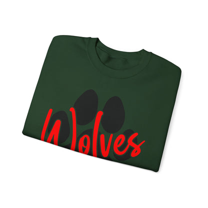 Wolves Paw Crewneck Sweatshirt — Red Script School Spirit