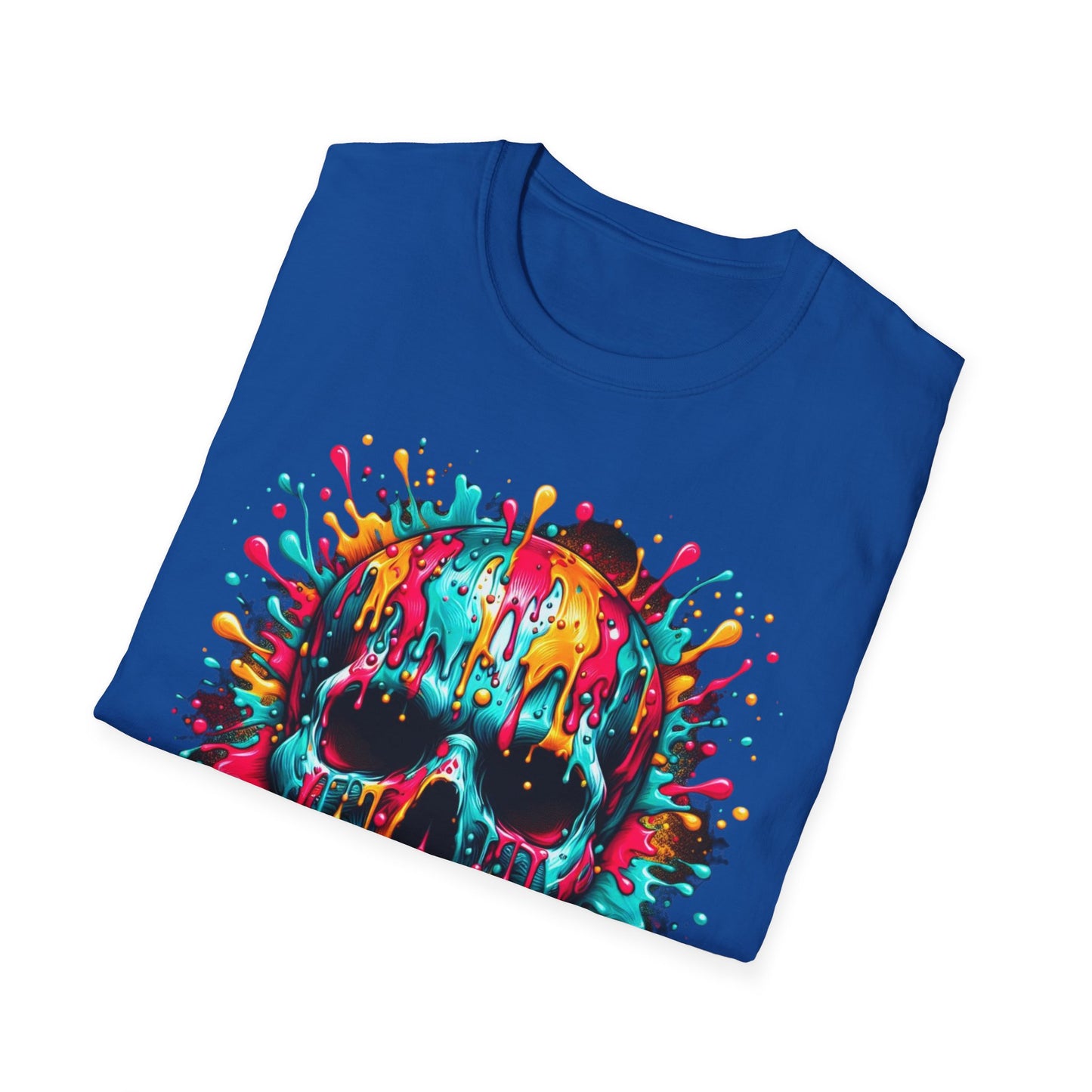 Colorful Drip Skull Unisex T-Shirt - Vibrant Graphic Tee for Art & Music Lovers