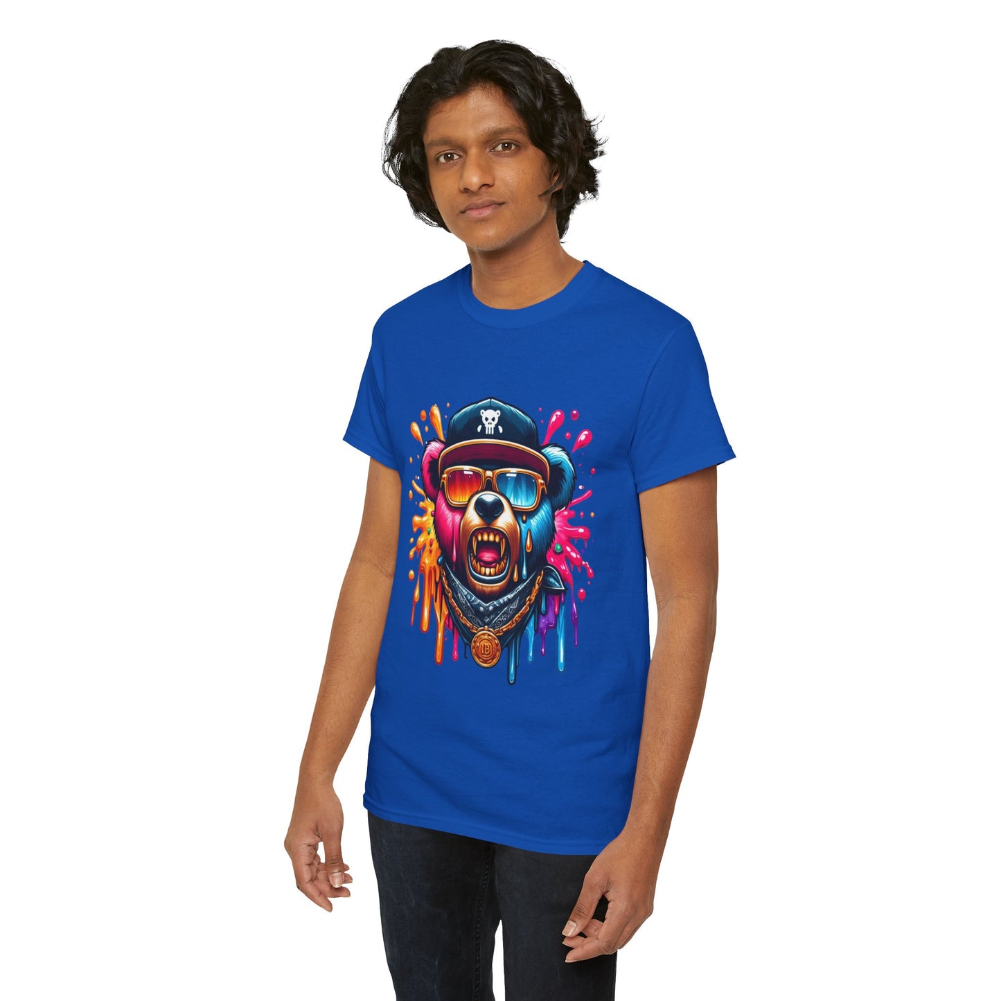 Vibrant Bear Graphic Unisex Heavy Cotton Tee - Casual Streetwear for Everyday Style