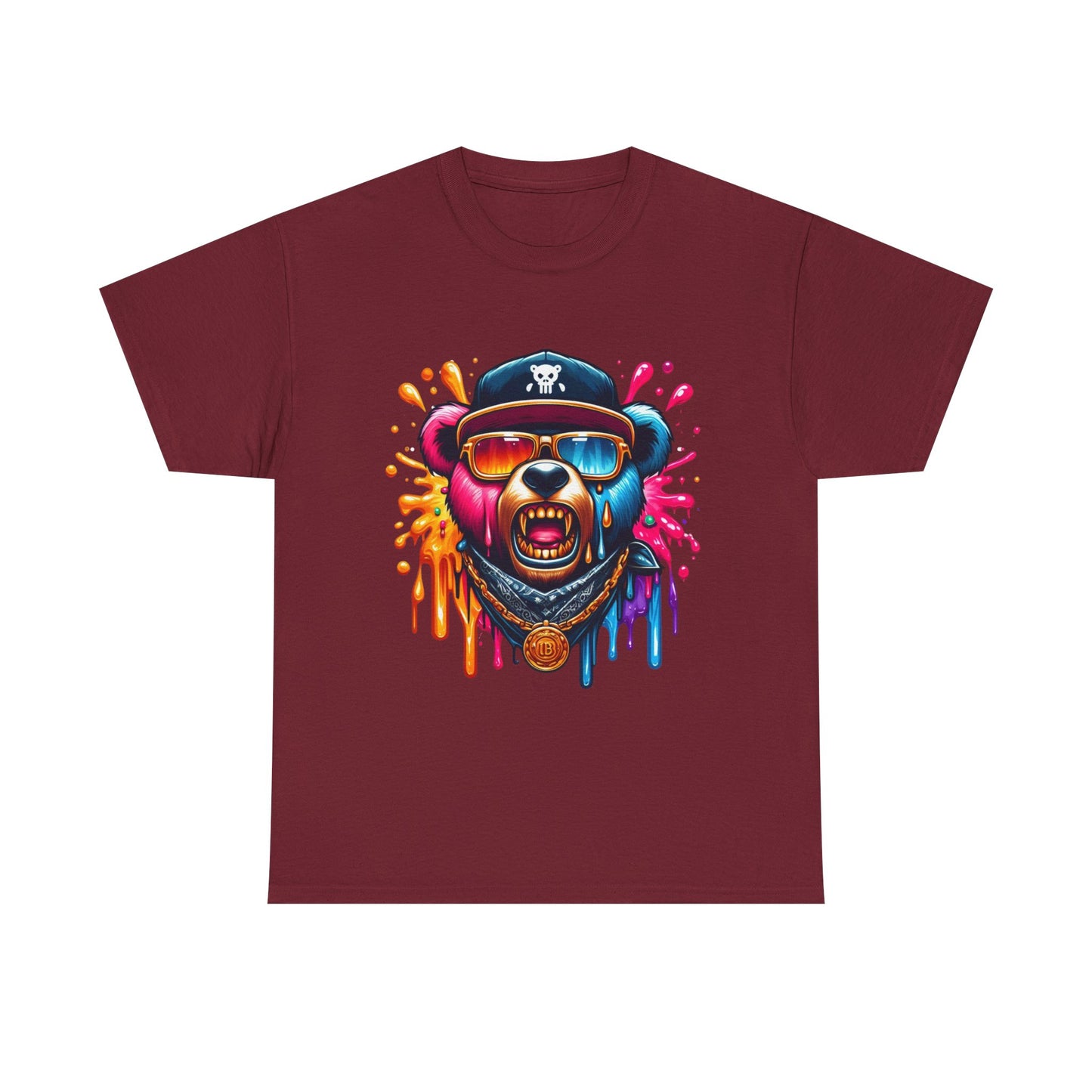 Vibrant Bear Graphic Unisex Heavy Cotton Tee - Casual Streetwear for Everyday Style