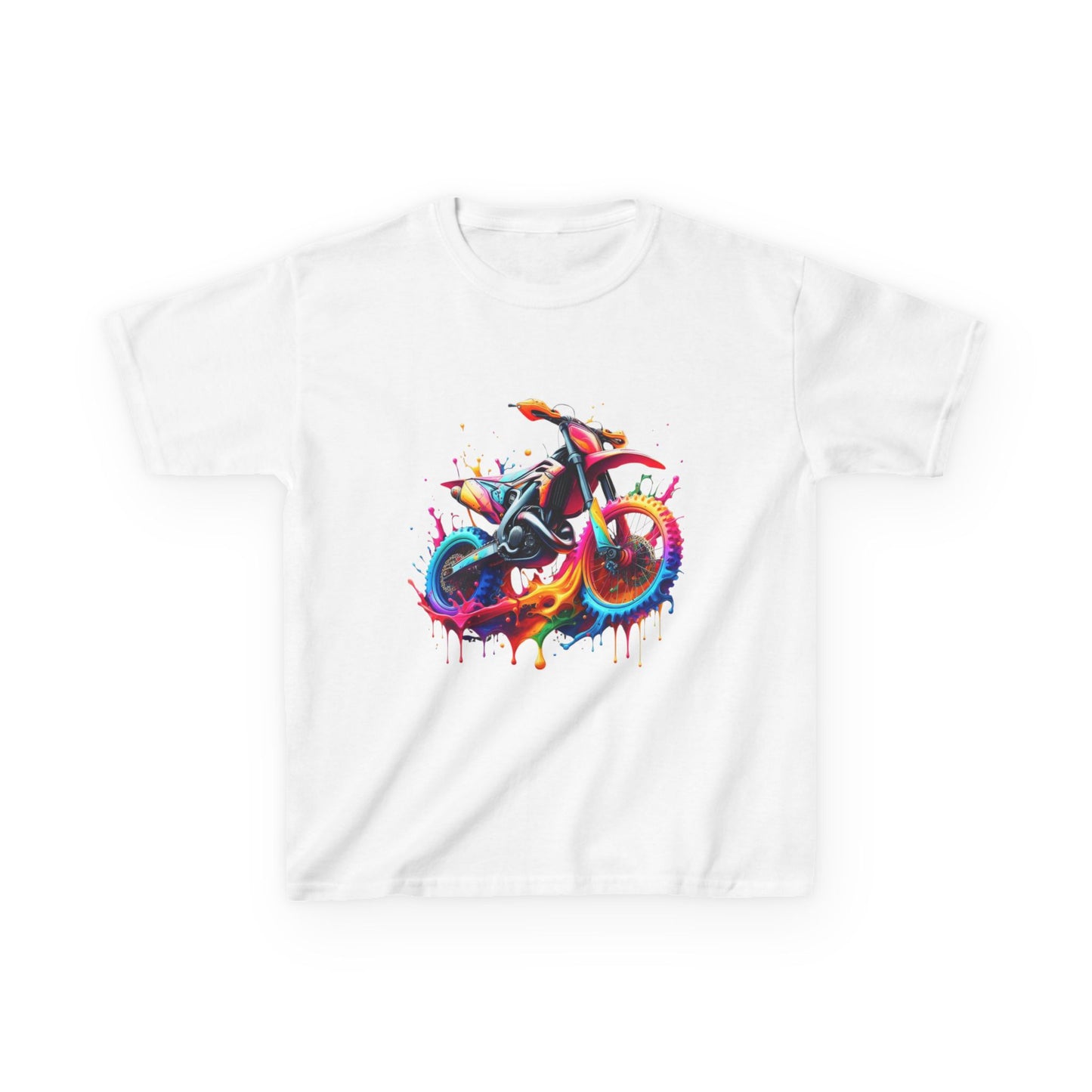 Kids' Motorcycle Graphic Tee - Vibrant Splash Design