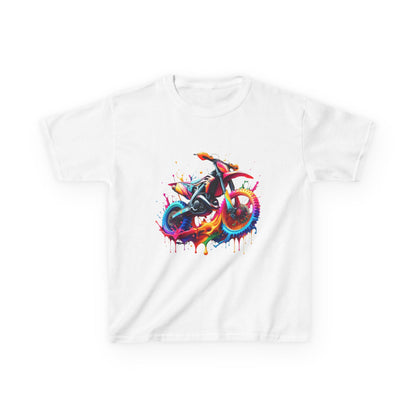 Kids' Motorcycle Graphic Tee - Vibrant Splash Design