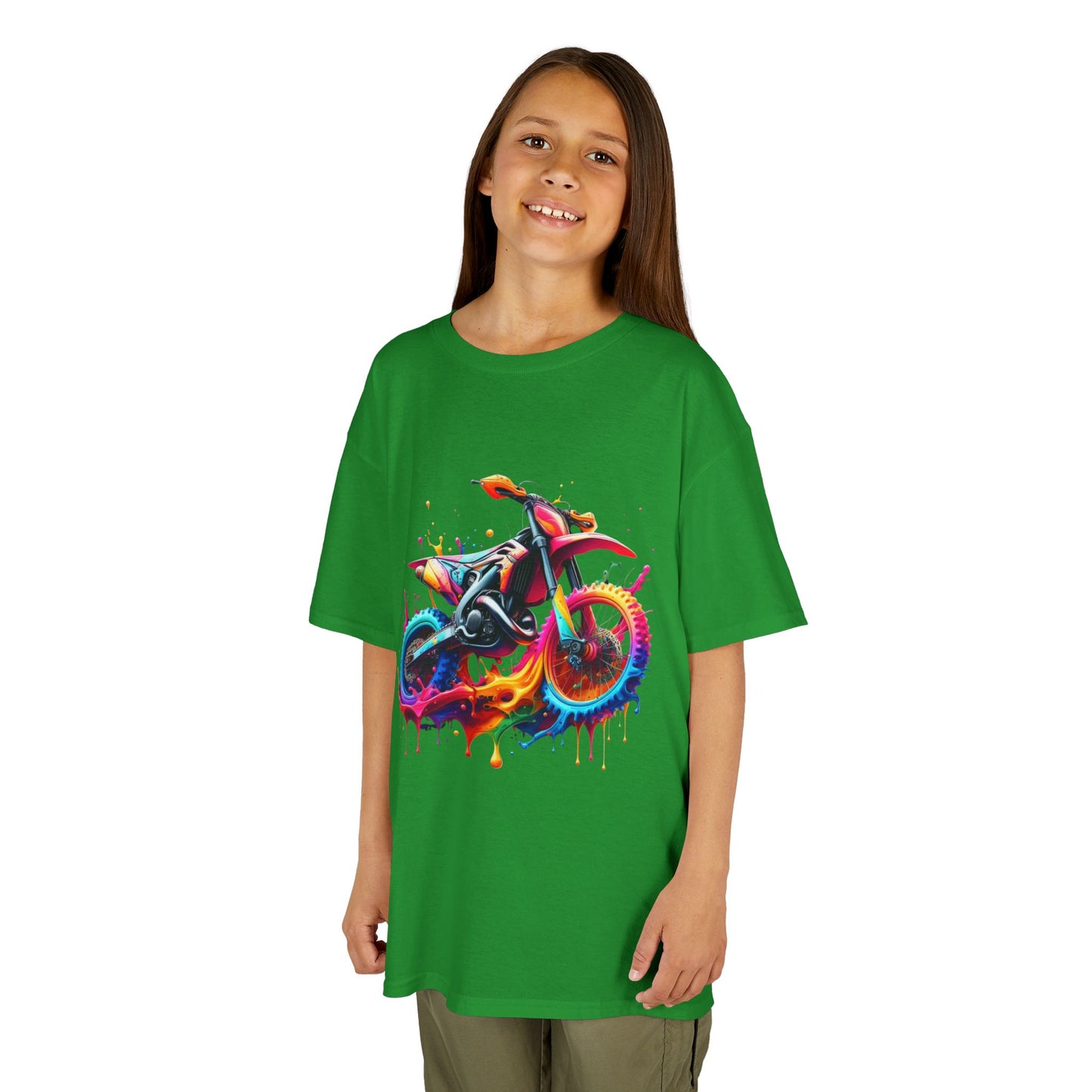Kids' Motorcycle Graphic Tee - Vibrant Splash Design