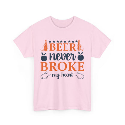 Beer Never Broke My Heart Tee, Funny Humor Shirt, Beer Lover Gift, Unisex Cotton T-Shirt, Party Apparel, Summer Fun