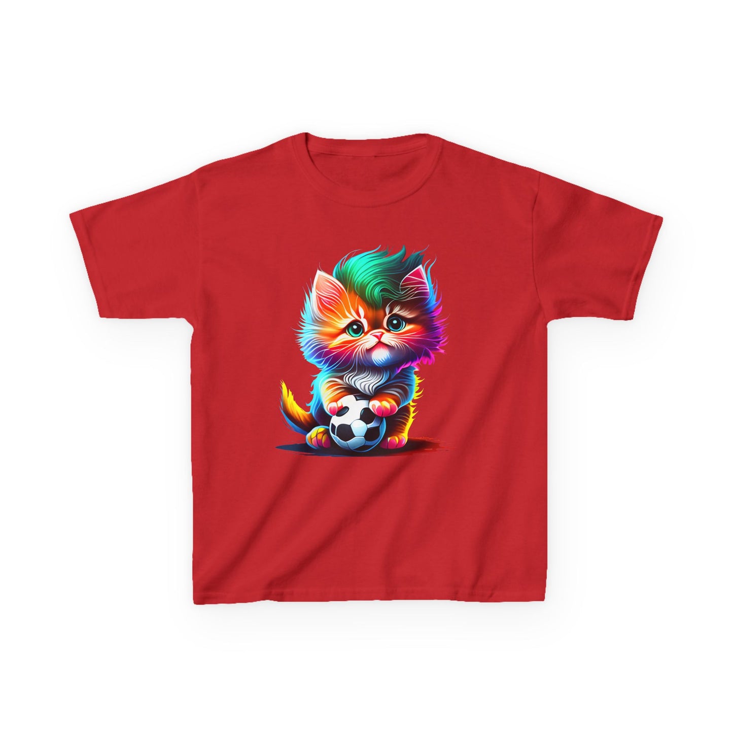 Colorful Cat Soccer Kids Heavy Cotton™ Tee