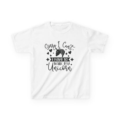 Funny Kids Unicorn Tee - "Sorry I Can't, I Have to Walk My Unicorn"