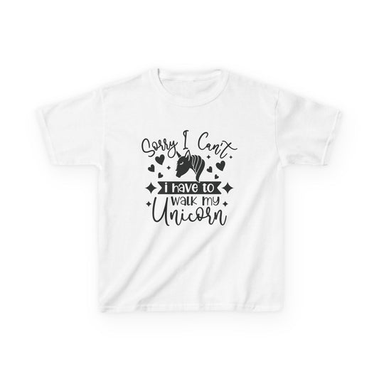 Funny Kids Unicorn Tee - "Sorry I Can't, I Have to Walk My Unicorn"