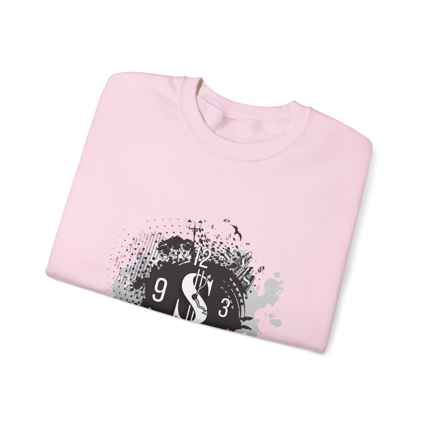 Crewneck Sweatshirt — Grunge Dollar Logo "Time Designs" Graphic