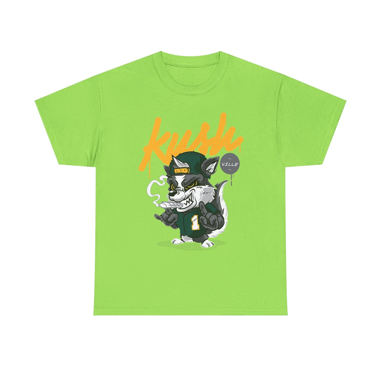 Street Style Unisex Heavy Cotton Tee - 'Kush Ville' Graphic Design