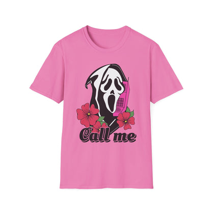 Call Me Horror T-Shirt, Unisex Graphic Tee, Halloween Costume, Spooky Gift, Movie Lover's Shirt, Floral Horror Tee