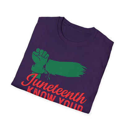 Unisex Softstyle T-Shirt - Juneteenth Know Your History, Comfortable Tee, Black History Month Gift, Celebration Shirt, Family Reunion Attire