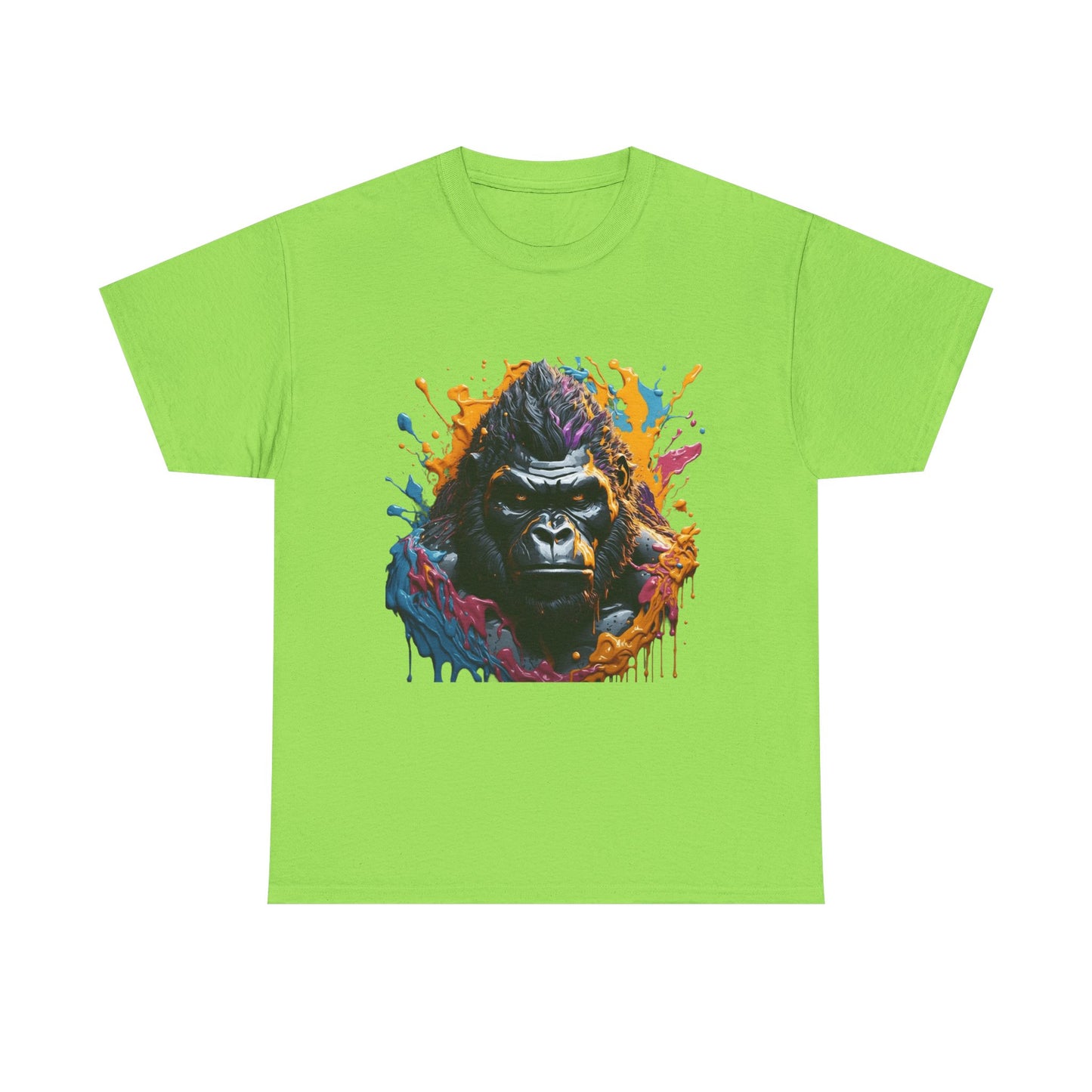 Colorful Gorilla Art Unisex Heavy Cotton Tee - Bold Graphic Tee for Animal Lovers
