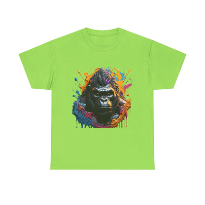 Colorful Gorilla Art Unisex Heavy Cotton Tee - Bold Graphic Tee for Animal Lovers