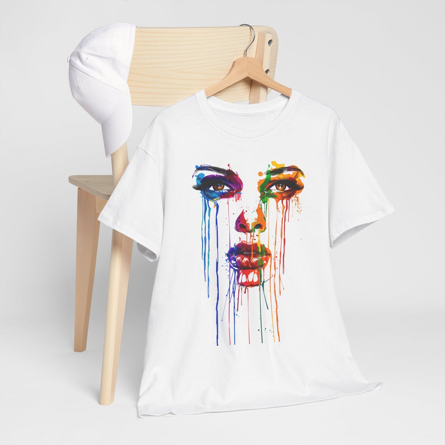Artistic Rainbow Drip Unisex Heavy Cotton Tee | Vibrant Fashion for Self-Expression