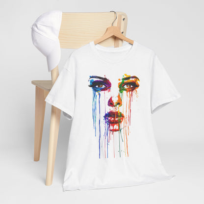 Artistic Rainbow Drip Unisex Heavy Cotton Tee | Vibrant Fashion for Self-Expression